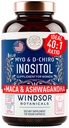 Myo y D-Chiro Inositol Suplemento 40:1 Ratio - 2.000 mg Myo-Inositol más Maca Root & Calming Ashwagandha - Healthy Ovarian Support Vitaminas y Suplementos de Fertilidad para Mujeres - 120 cápsulas Veganas