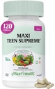 Vitaminas Adolescentes para Niñas 12-17 - Adolescente Multivitamina D3, Hierro, Calcio, Biotina, Zinc, Enzimas Digestivos – Adolescente Chica Multi Vitaminas para la Esquía Saludable, Immune & Mood Soporte – 120 Conteo