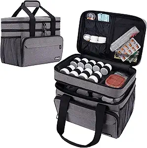 Bolsa grande de almacenamiento de medicamentos, bolsa de almacenamiento de botella de doble capa con cremallera bloqueable, bolsa de viaje de medicamentos para hombres mujeres