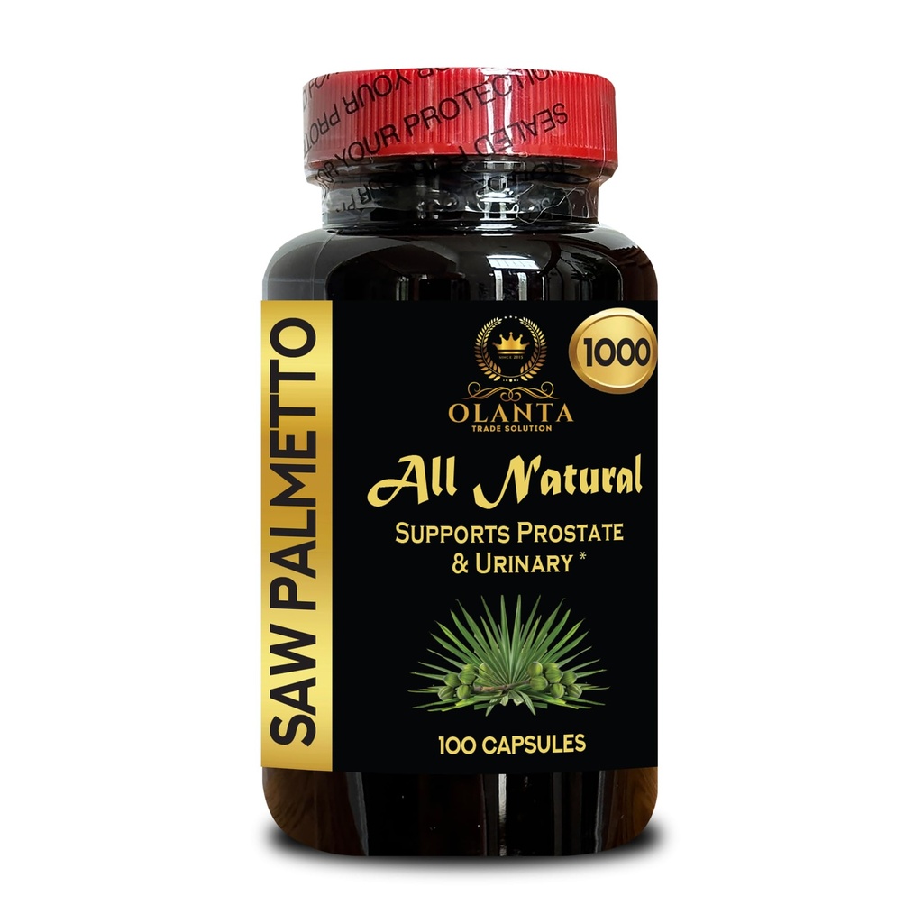 Natural Saw Palmetto 1000mg Capsules - Support Healthy Prostate - Supports Urinary Tract Wellness & Men's Daily Comfort & Ease - 1 Bottle 100 Capsules