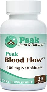 Peak Pure " Natural Peak Blood Flow - Nattokinase Supplement - Healthy Blood Circulation Supplements for Adults TEN 100mg - 30 Capsules