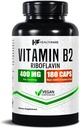 Healthfare Vitamina B2 Riboflavin 400mg Silencio 180 Veg Capsules tención Suplemento Silencio Gluten-Free ← Non-GMO