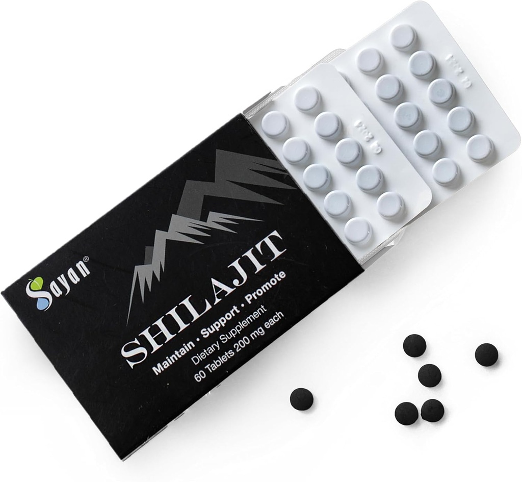 Sayan 100% puro Shilajit Tablets,12,000 mg Suplemento de alta potencia, más eficaz que la resina " Capsules, 85+ Trace Minerals Fuented from 10,000ft Lab-Tested for Purity. 60 Tabletas - 1 a 1 mes de suministro