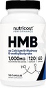 Nutricost HMB (Beta-Hydroxy Beta-Methylbutyrate) 1000mg (120 Capsules) - 500mg Por Capsule, 60 Servings - Gluten Free and Non-GMO