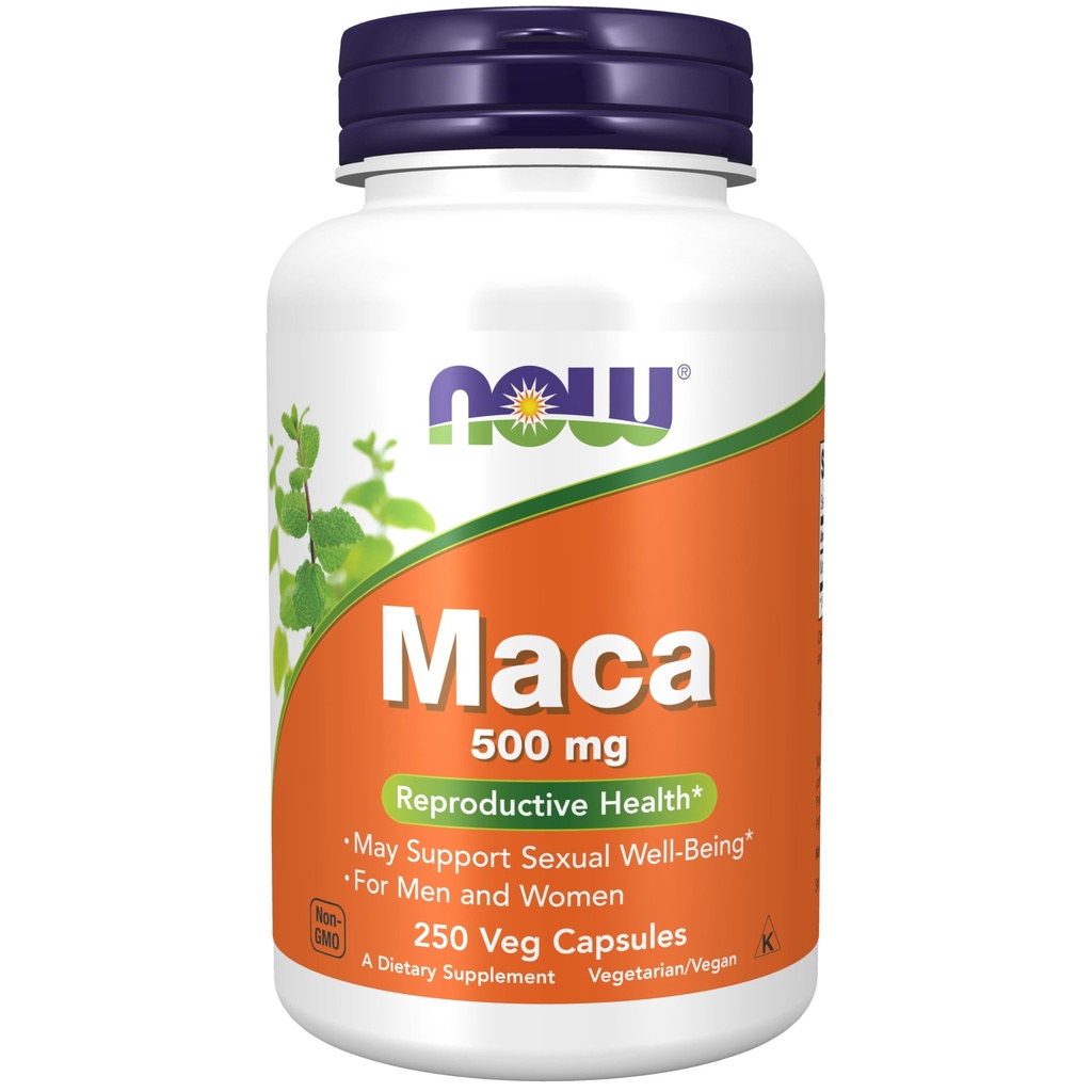 AHORA Suplementos de alimentos, Maca (Lepidium meyenii) 500 mg, Para hombres y mujeres, salud reproductiva*, 250 cápsulas de verduras