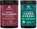 Antigua Nutrición Orgánica SuperGreens Polvo, 25 Serviciones + Multi Collagen Proteína Polvo, Desflavorado, 45 Servimientos