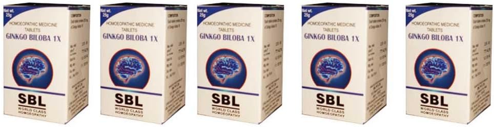 Ginkgo Biloba 1x Tabletas SBL Homeopatía - 25g (Pack of 5)