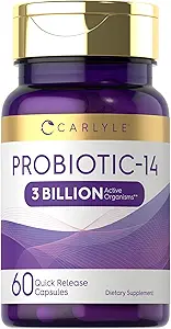 Carlyle Probiotic for Women ' Men TEN 3 Billion CFU TEN 60 Capsules TEN 14 Strains ← Non-Gluten Free
