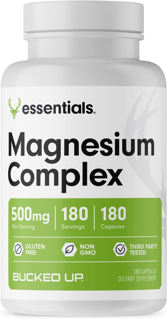 Suplemento de magnesio 500mg Capsules Ø Complejo de Magnesio con Glycinate, Citrate y Oxide TENER 3 Formas activas de Magnesio Silencio fácil en Stomach TENIDO en EE.UU.