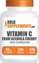 BulkSupplements.com Vitamina C de Acerola Cherry Capsules - Acerola Cherry Vitamina C Suplemento - Gluten Gratis, 1 Cápsula por Ser, 240 Cápsulas Veg (Pack of 1)