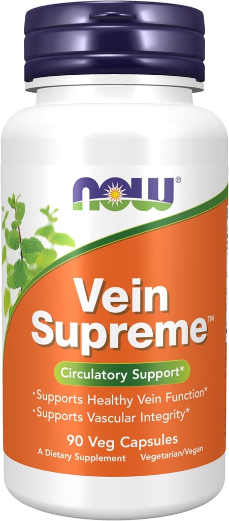 AHORA Suplementos de alimentos, Vein SupremeTM, Función de Veinte saludable*, Soporte Circulatorio*, 90 cápsulas de Veg