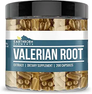 Elementos terrestres Valerian Root 200 Capsules, Puro ' Undiluted, No Additives