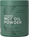 Sports Research Organic MCT Oil Powder - Keto & Vegan MCTs C8, C10 de Coconuts - Fatty Acid Brain & Body Fuel, Non-GMO & Gluten Free - Unflavored, Perfect in Coffee, Tea &amp; Protein Shakes - 10.6 oz