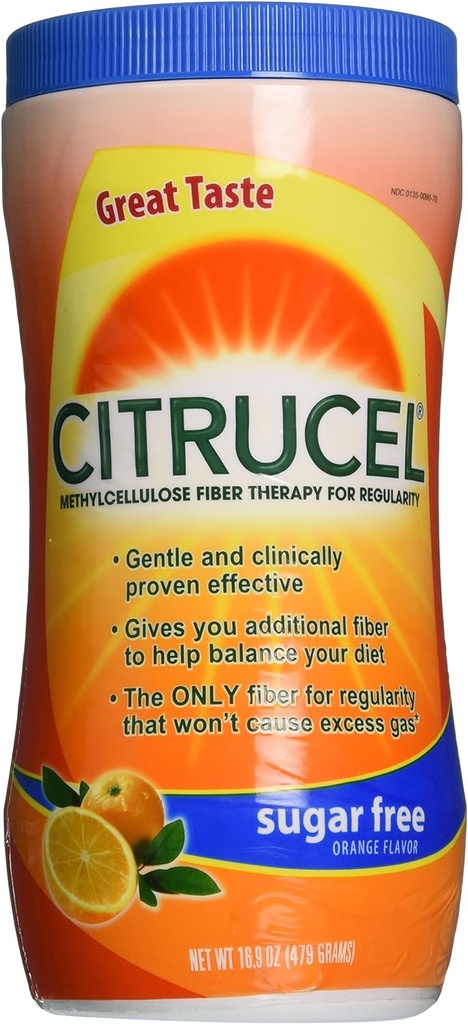 Citrucel Naranja Azúcar Laxante libre, 16.9 oz