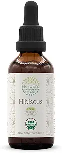 HerbEra Hibiscus B60 USDA Organic Tincture ← Extracto libre de alcohol, gotas herbales de alta potencia  Certified Organic Hibiscus (Hibiscus Sabdariffa) Dried Flower (2 oz)