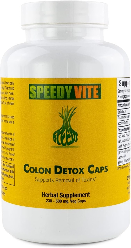 Colon Detox apoya la eliminación natural de las toxinas* Orgánica, Psillium Charcoal Seed &amp; Husk Flax Seed Apple Fiber/Pectin Slippery Elm Fennel- Powder en 230 Veg Caps