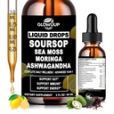 Soursop Bitters Liquid- Organic Soursop Drops for Energy, Skin, Immune & Gut Health, Soursop Leaves Extract 6X Absorption Than Capsule Gummies Powder, Green Superfood Supplement for Women & Men