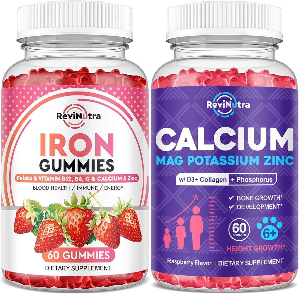Iron Gummies Suplemento para Adultos &amp; Niños ← Calcio Potasio Magnesio Gummies