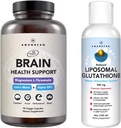 AMANDEAN Premium Brain Health Suplemento " Liposomal Glutathione Bundle. Triple Fórmula con Magnesium L-Threonate, USA-Grown Organic Lion’s Mane 6:1 Extracto, y Alpha-GPC. Apoyo Cognition, Focus &amp;