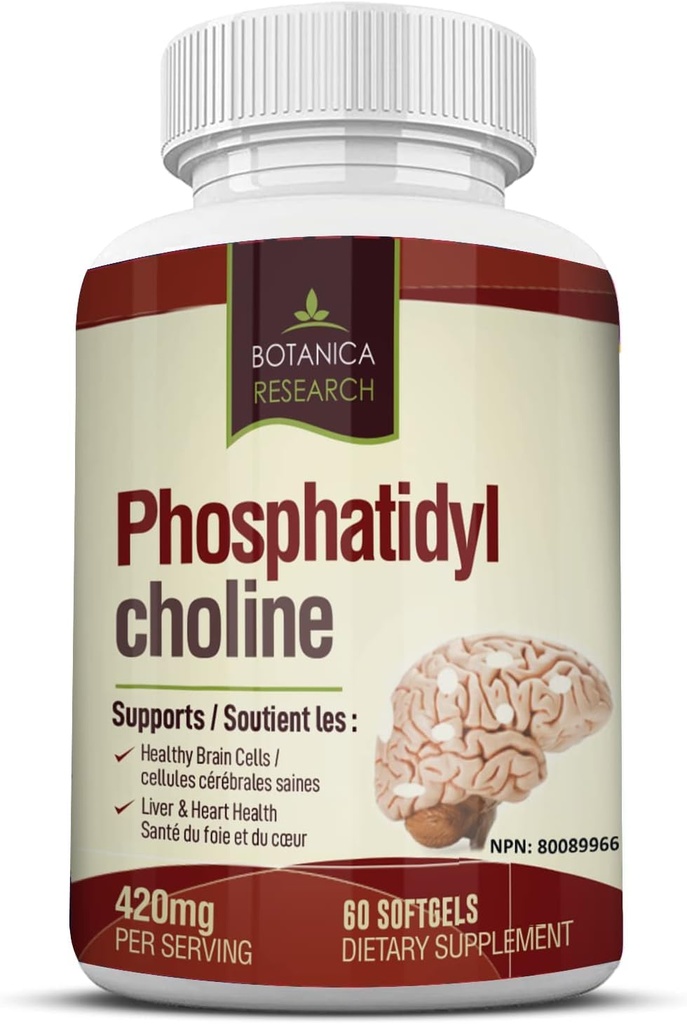 PhosphatidylCholine Complex an All-Natural Nootropic Formula for Brain Health, Liver & Cognitive Support - 60 Phosphatidyl Choline Capsules by Botanica Research