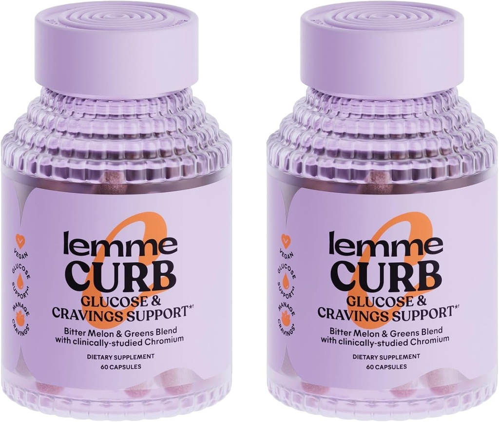 Lemme Curb - Cravings, Mejorar el metabolismo de carbohidratos, Apoyo a la gestión de pesas, Picolinato de cromo clínicamente estudiado, Melón de amargo, canela de Ceylán &amp; Verdes Superfood - 60 Conde (Pack of 2)