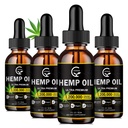 (4-Pack) Aceite de cáñamo de alta potencia - Fuerza máxima, Soporte de sistema inmunitario, calma de enfoque, relajación, orina, extracto puro, orgánico, vegano, no GMO