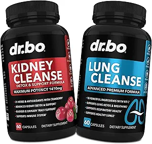 DR. BO Kidney Cleanse & Lung Support Pills - Fórmulas Herbal Premium para apoyar el riñón " Lung Health