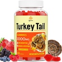Turquía Tail Mushroom, Turquía Tail (100% Fruiting Body, 40% Beta Glucans) añadir Black Pepper, Mushroom Gummies for Gut, Energy, Brain &amp; Immune Support, Mixed Berries Flavor  Vegan, Non-GMO, 60ct