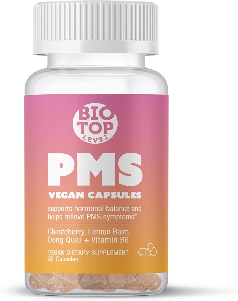 PMS Support Supplement for Women ' PMS Relief, Hormone Balance & Menstrual Period Relief for Cramps, Bloating & Mood Swings with Chasteberry, Vitamin B6, Lemon Balm, Dong Quai, 30 Count