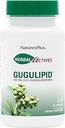 Natures Plus Herbal Actives Gugulipid - 750 mg, 2.5% Guggulsterones - 60 cápsulas veganas - Suplemento botánico ayurvédico - Potencia máxima - Vegetariano, libre de gluten - 60 servicios