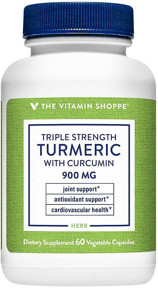 La Turmérica Triple Fuerza de Vitamina Shoppe con Curcumin 900mg, soporta la movilidad conjunta " proporciona beneficios antioxidantes " 5mg Bioperina para mejorar la absorción de nutrientes - una vez al día (60 cápsulas)