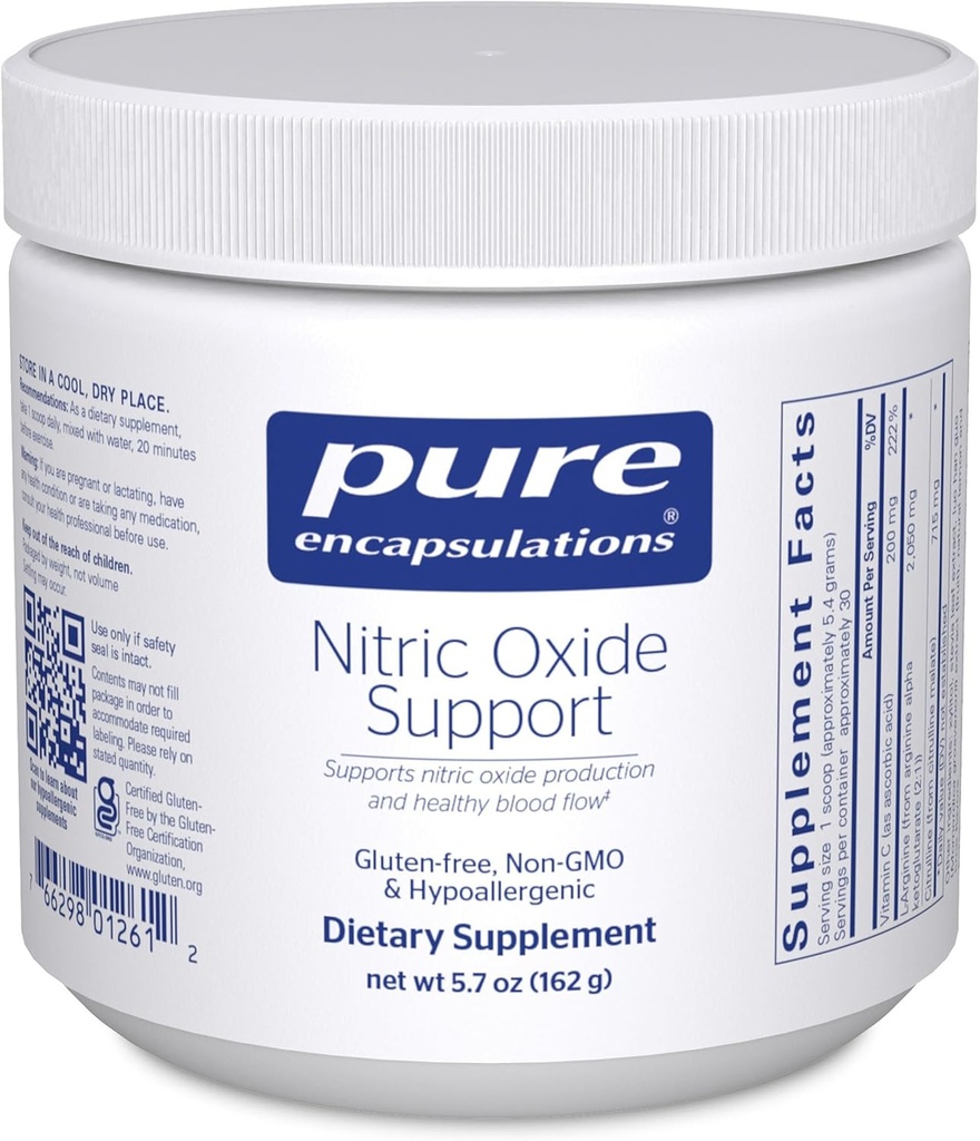 Pure Encapsulations Nitric Oxide Support ← Apoya la Circulación de Oxigeno Saludable y promueve la producción de energía dentro de los músculos