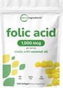 Folic Acid 1000 mcg, 500 Coconut Oil Softgels (1mg) ← Vitaminas Prenatales Esenciales (Vitamin B9)