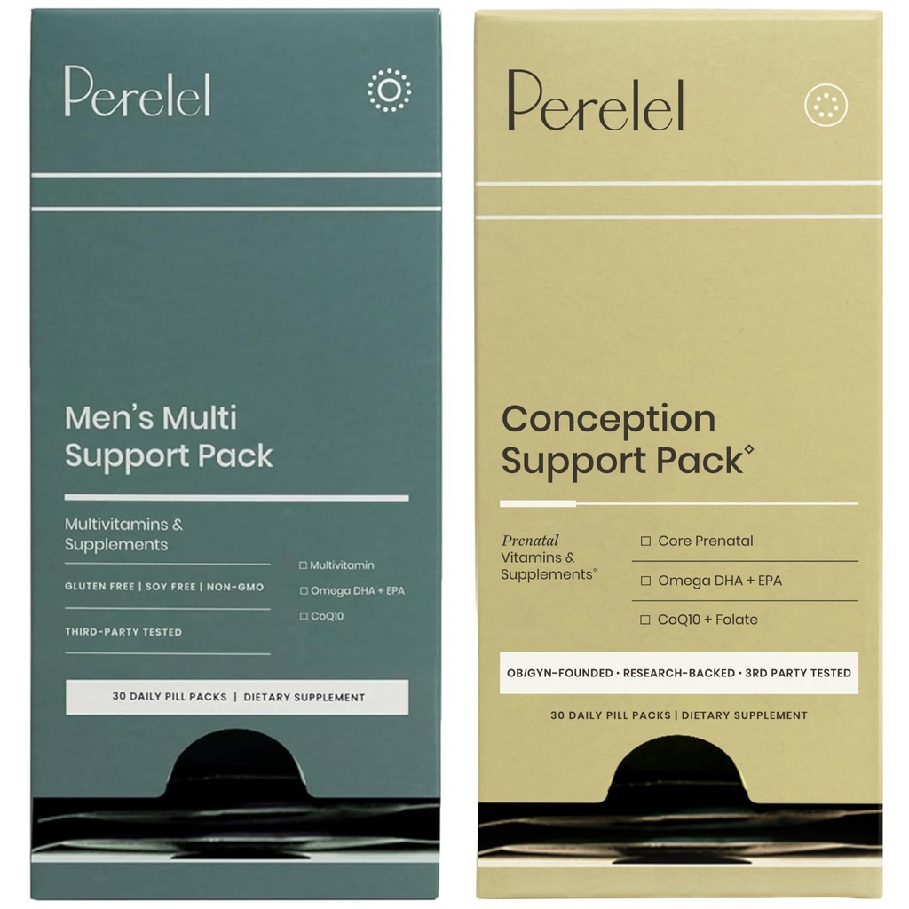 Perelel Conception Support Pack &amp; Men's Multi Support Pack, Prenatal Multivitamin for Fertility Wellness & Daily Multivitamin for Men's Wellness, 60 Daily Pill Packs
