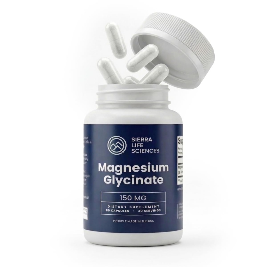 Magnesium Glycinate 150mg | High Absorption Chelated Magnesium Supplement | Non-GMO, Vegan, Made in USA | (60 Capsules)