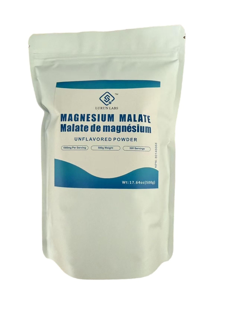 Pure Magnesium Malate Powder 500g, High Absorption Magnesium Supplement Powder, Gluten Free, unflavored