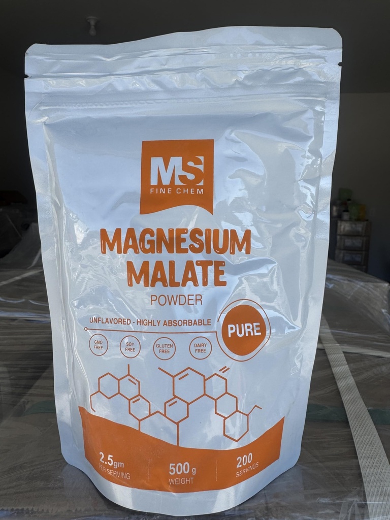 Magnesium Malate Powder – High Bioavailability Magnesium Supplement, Unflavored & Gluten Free, Supports Energy & Muscle Function, 500 g (1.1 lb)
