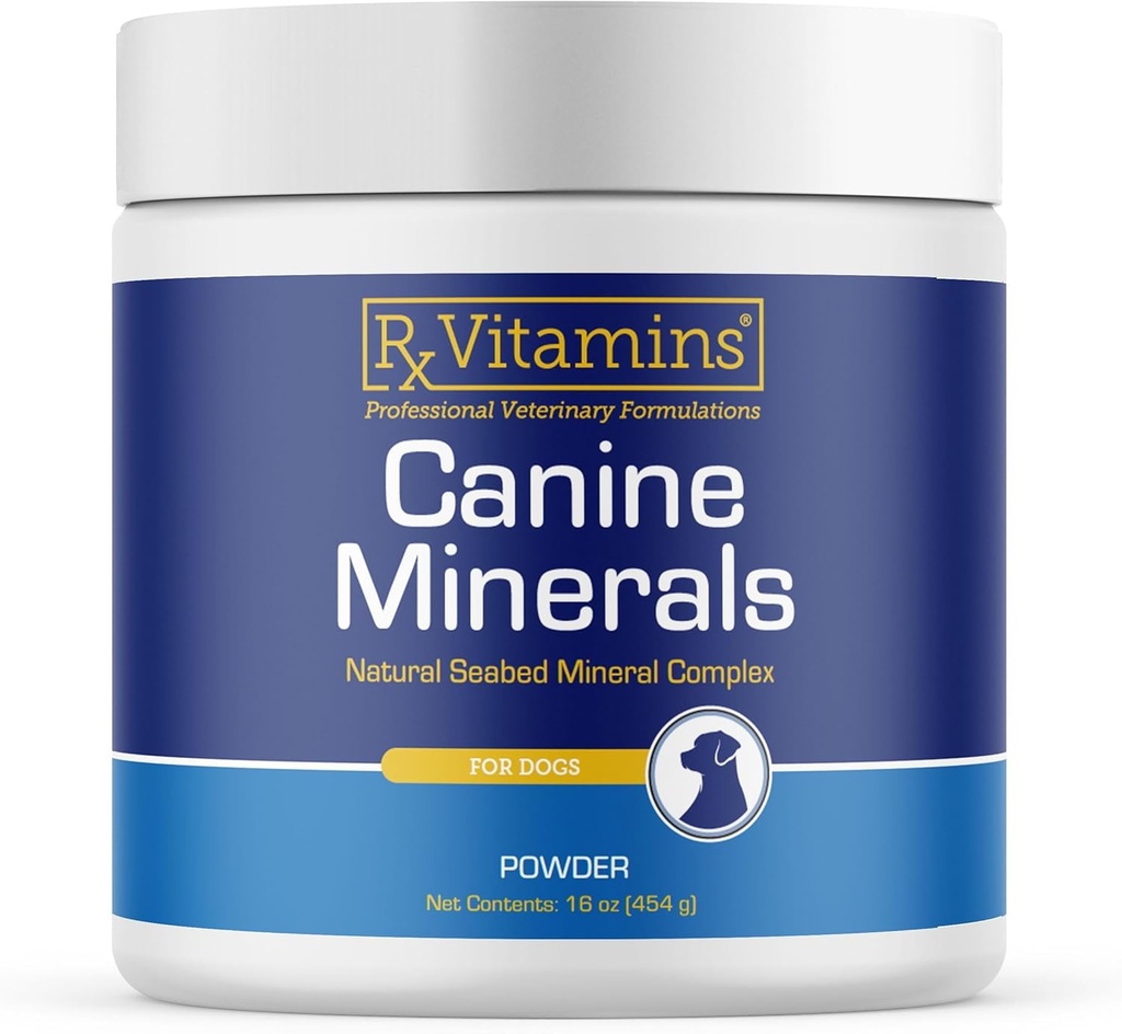 Vitaminas Rx Minerales Caninos - Minerales Esenciales para Perros - Calcio, Magnesio, Suplemento de Hierro, Hueso y Suplemento Conjunto para K9, Apoyo Inmunitario - 16oz