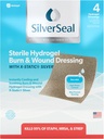 SilverSeal Burn and Wound Dressing ← Hidrogel Pads con plata X-Static Soothing, Moist &amp; Protective  durable Burns, Cuts ' Wounds  durable 4 Sterile Dressings
