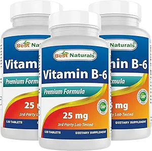 Best Naturals Vitamin B6 25mg, 120 Tablets (120 Count (Pack of 3))
