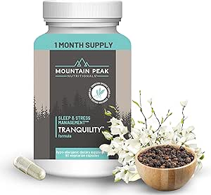 Mountain Peak Nutritionals Tranquility Formula - Supports Brain Health, Sleep & Stress Management - Vitamina B6, Vitamina B12 y Adaptógenos - Suplemento dietético hipoalergénico (90 cápsulas vegetarianas)