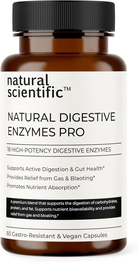 Digestive Enzymes Pro - 18 Natural Enzymes for Digestion from Papaya, Pineapple & More - with Probiotics and Prebiotics - Plant-Based - 60 Capsules - Premium Dietary Supplement