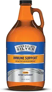 Soberana Silver Immune Support - Colloidal Silver, Bio-Active Silver Hydrosol, 10 ppm, Liquid Twist Top, 64 Fl Oz, (1,892 mL)