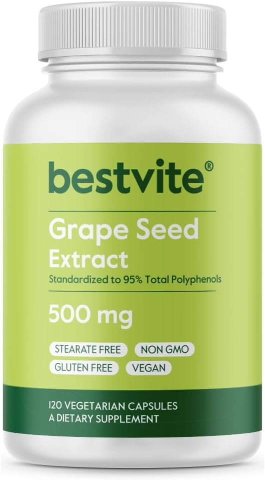 Extracto de semillas de uva mejorVITE 500mg (120 cápsulas vegetarianas) - No estelares - Estándarizado a 95% de polifenoles