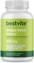 BESTVITE Grape Seed Extract 500mg (120 Vegetarian Capsules) - No Stearates - Standardized to 95% Polyphenols