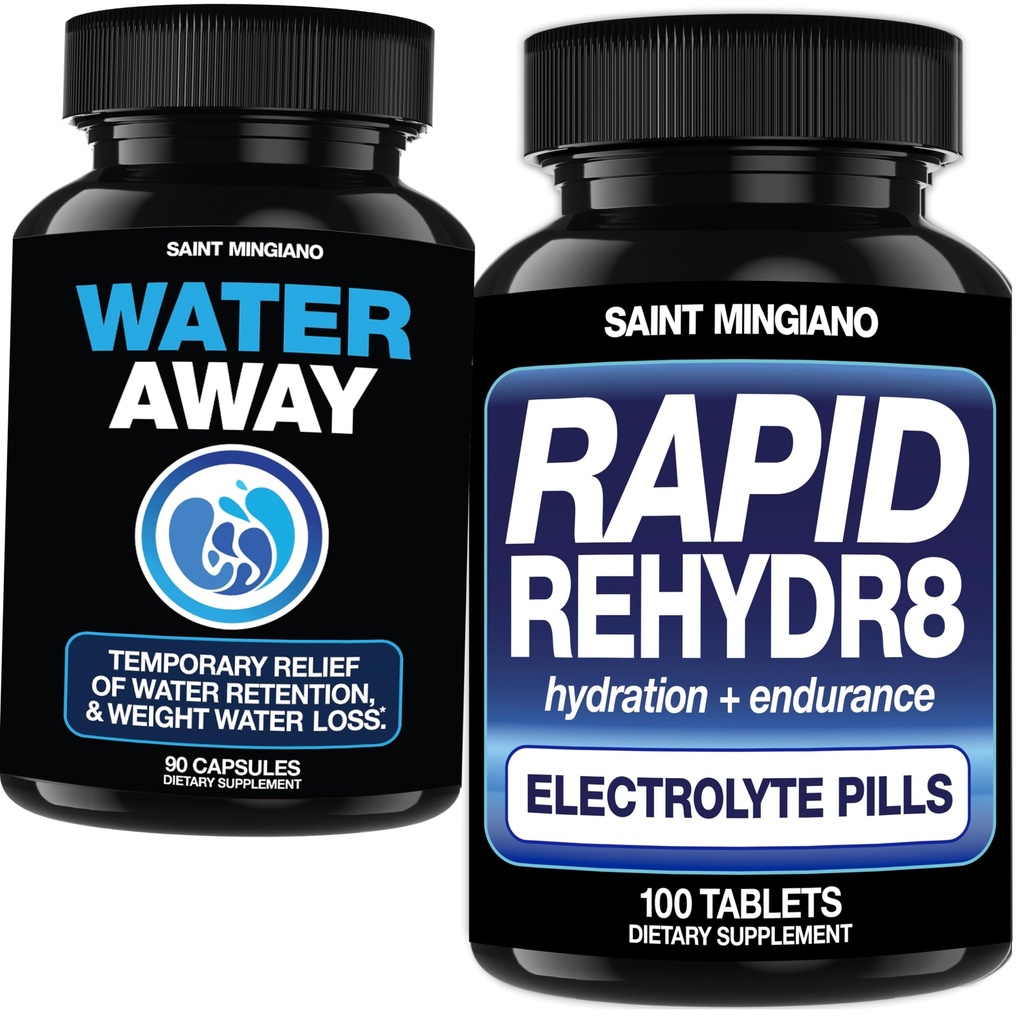 Rapid Rehydr8 Electrolyte Tablets 100 Capsules - with - Water Away - Diuretic Water Pills
