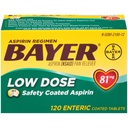 Bayer Aspirin Regimen Low Dose 81mg Enteric Coated Pain Reliever Tablets, 120 Count