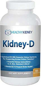 Suplemento Kidney-D Kidney. Vitamina D Optimizada para el Apoyo al Riñón. Vitamina D3 y 7 Vitaminas y Nutrientes renales diseñados para la salud renal y más