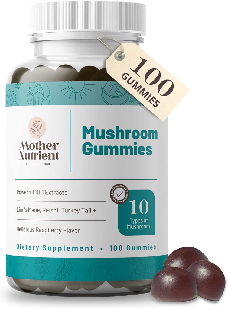 Mushroom Suplemento Gummies- Pure Extract Multi Mushrooms Suplemento- Chaga, Reishi, Cordyceps &amp; Lion's Mane - 50 Day Supply Chewable Gummies (100 pcs)