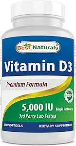 Best Naturals Vitamin D3 5000 IU 360 Softgels